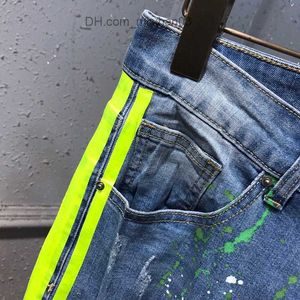 Jeans pour hommes Arrivée Mens Jeans Designer Célèbre Bleu Noir Blanc Stripe Slim-leg Jean s Mode Hommes Pantalon Slim Moto Biker Hip Hop Z230721