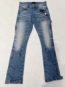 Jeans para hombres Llegados punk macho delgado estirado humo lavado gris euramerican de moda