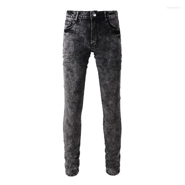 Jeans para hombres Llegadas Retro Smoky Grey Elástico Slim Fit Ripped Washed Designer Pantalones pitillo