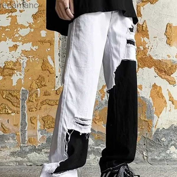 Jeans para hombres Autumn American Black and White Jeans Pantalones heterosexuales para hombres y mujeres YQ231221