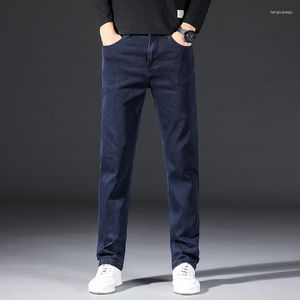 Jeans pour hommes Automne et hiver Denim Casual Mode Stretch Pantalon droit Business Mi-hauteur Lâche Épais