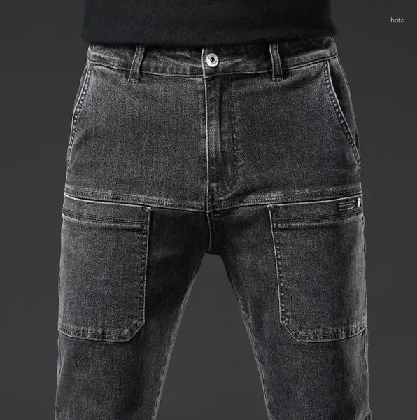 Jeans Masculinos Outono E Inverno Produto De Moda Elástico Fumaça Cinza Heavy Duty Lavado Calças Retro