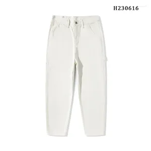 Jeans pour hommes automne et hiver multi-sacs blancs coniques petite jambe droite polyvalente tendance japonaise pantalons de travail simples
