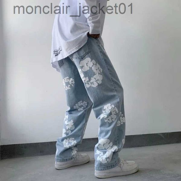 Jeans pour hommes Automne et hiver nouveau tube droit pantalon polyvalent décontracté pour hommes version coréenne tendance nouveau jean à jambes larges imprimé personnalisé J231006