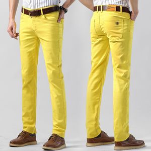Jeans pour hommes automne et hiver jaune marque à la mode mode tout match rose pantalons décontractés mâle classique rouge Denim pantalon 220923