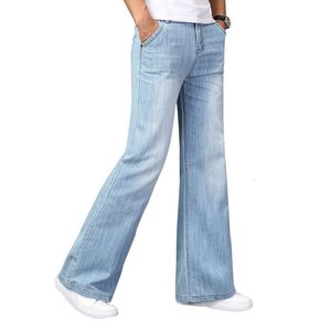 Heren jeans herfst grote wijd uitlopende bootcut jeans heren laars gesneden denim broek losse mode kleding ontwerper klassieke lichtblauwe broek 230414