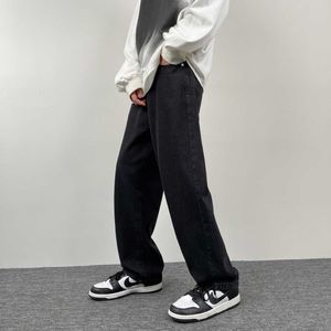 Jeans pour hommes Automne tout nouveau style universitaire de rue pour hommes femmes droites en vrac jean en denim pur ins dent pantalon décontracté quotidien Z0225