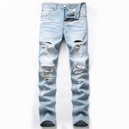 Heren jeans herfst mode retro gat heren broek katoen denim broek man mannelijk plus maat hoge kwaliteit druppel 230211