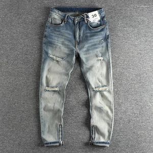 Herenjeans Herfstgat gewassen om oude mannen te doen Ins Trend Zijsplit Rits High Street lange broek