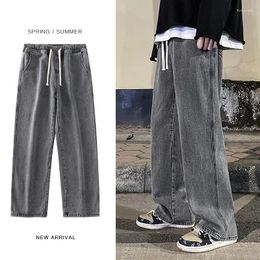 Jeans para hombres Otoño Moda coreana Cordón Y2K Homme Classic Baggy Straight Wide Leg Pants 2023 Hip Hop Streetwear Casual Jean