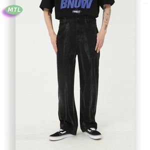 Jeans pour hommes Automne Hommes Noir Baggy Vintage Délavé Dégradé Tie-Dye Lâche Droite Mâle Style Japonais Y2g Denims Pantalon