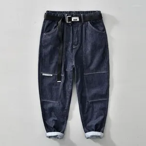Jeans pour hommes Automne Hommes Japonais Pur Coton Cargo Pantalon Taille Élastique Pantalon Mâle Casual Polyvalent Bleu Harem Denim Pantalon