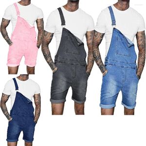 Jeans pour hommes Automne Mens Blue Salopette Holo 2024 Hommes Casual Lâche Long Denim Pantalon Splice Straight Rompers Plus Taille