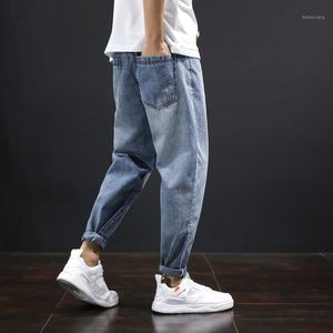 Jeans pour hommes Automne Mens Loose Straight Light Blue Men Plus Size Denim Pants