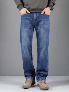 Heren jeans herfst plus size casual katoen 38-48 mode geborduurde pocket zipper los rechte jeans.