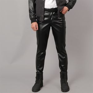 Jeans pour hommes Automne Slim Skinny Pantalon Serré Élastique En Cuir Adolescent Tendance Moto 230330