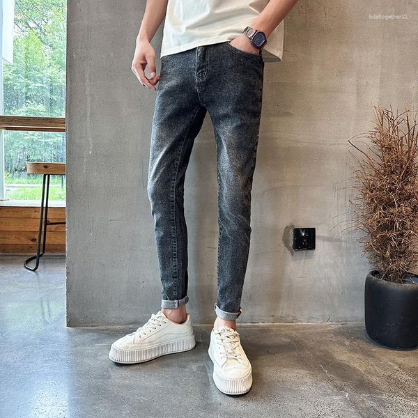 Hommes Jeans Automne Solide Noir Pantalon Pour Hommes Vêtements 2023 Simple All Match Slim Fit Casual Deinm Pantalon Streetwear 28-34 Vente