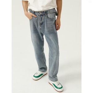 Pantalones vaqueros para hombre Estilo de cintura de otoño 2023 Diseño coreano ajustable Tubo recto Pantalones y pantalones casuales para hombres