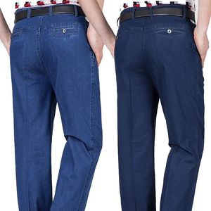 Jeans masculin automne hiver-taille haute entreprise élastique pantalon décontracté pour hommes plus taille 29-40