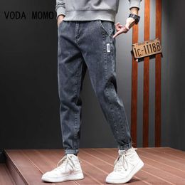Heren jeans herfst winter heren jeans harem denim hoogwaardige vrachtbroek jogger goth hiphop broek mannelijk grijs 4xl ropa hombre z0225