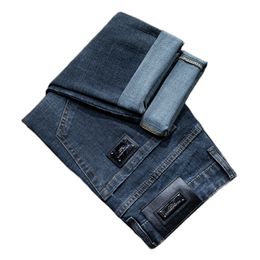 Heren Jeans Herfst Winter Mannen Slim Fit Europese Amerikaanse High-end Merk Kleine Rechte Broek (201-216 Dun) F229-0