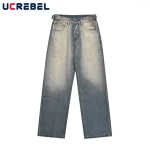 Jeans masculinos outono inverno lavado angustiado solto calças jeans masculino streetwear casual perna reta homens