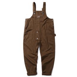 Hommes Jeans Sac À Dos Pantalon Lavé Rétro Jarretelles Lâche Droite Large Jambe Onepiece Travail 230628