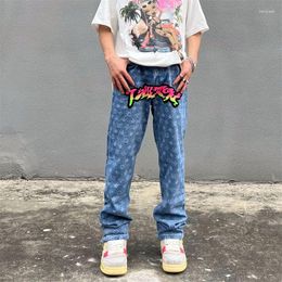 Hommes Jeans Baggy Américain Brodé Femmes Et Hommes Printemps Automne Marque De Mode Street Design Sens Straight Tube Casual