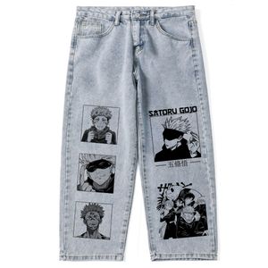 Jeans pour hommes Baggy Anime Print pour femmes Mode Pantalon à jambe droite Adolescente Gothique Denim Vêtements Boyfriend Streetwear 230904