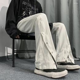 Jean Baggy décontracté Vintage pour hommes, pantalon à jambes droites, mode coréenne, Streetwear, couleur unie, surdimensionné, bas à cloche