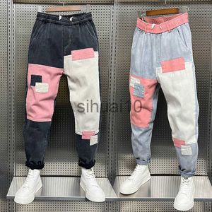 Hommes Jeans Baggy Jeans Hommes Harajuku Hip Hop Populaire Streetwear Designer Marque Harem Pantalon En Plein Air Casual Plaid Pantalon De Mode Vêtements J230728