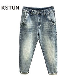 Jeans pour hommes Baggy Jeans Hommes Sarouel Jambe Large Bleu Clair Stretch Style Streetwear Pantalon En Denim Lavé Pour Homme Hip Hop Homme Vêtements Kpop 230302