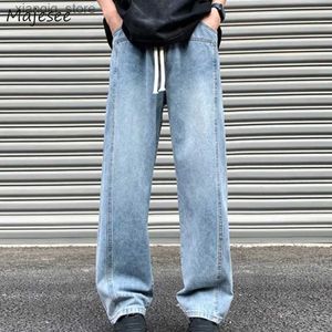 Jeans masculin jeans Baggy Men High Street Fashion lavé All-Match Lignet Tableau de loisirs