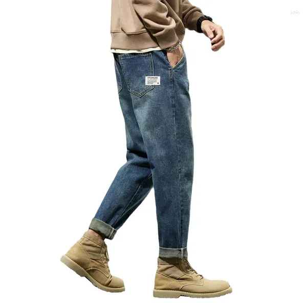 Jeans para hombres Baggy Hombres Harem Pantalones sueltos Ajuste ancho Pierna Vintage Ropa Casual Masculino Denim Pantalones Streetwear Bolsillos parcheados Kpop