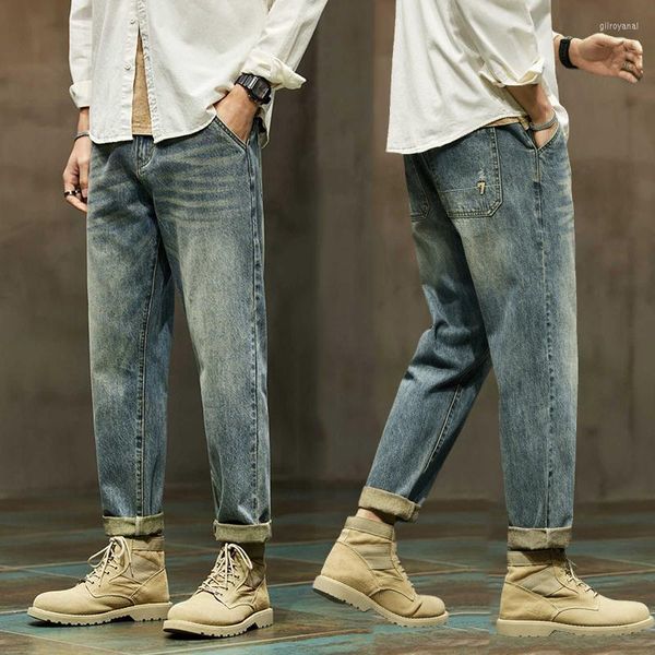 Jeans pour hommes Baggy Hommes Loose Fit Sarouel Bleu clair Pantalon en denim à jambe large Vêtements pour hommes Streetwear Confortable Jean Man Cowboys