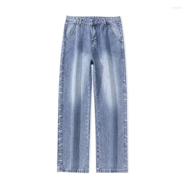 Jeans pour hommes Baggy Hommes Pantalons Pantalons à jambes larges Coupe ample Streetwear Bleu clair 2023 Automne Kpop Vêtements Oversize Homme