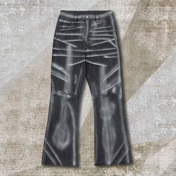 Jeans pour hommes Baggy Hommes Vintagemetal Spray Peint Micro Pantalon Évasé Streetwear Stretch Denim Skinny Haute Qualité Hombre