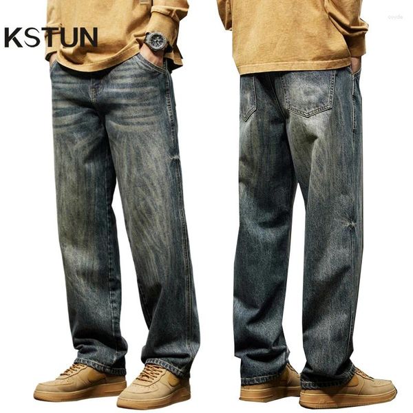 Jeans para hombres Baggy Hombres Pantalones de pierna ancha Casual Oversize para ropa suelta Fit Streetwear Pantalones de mezclilla masculinos 2024 Kpop