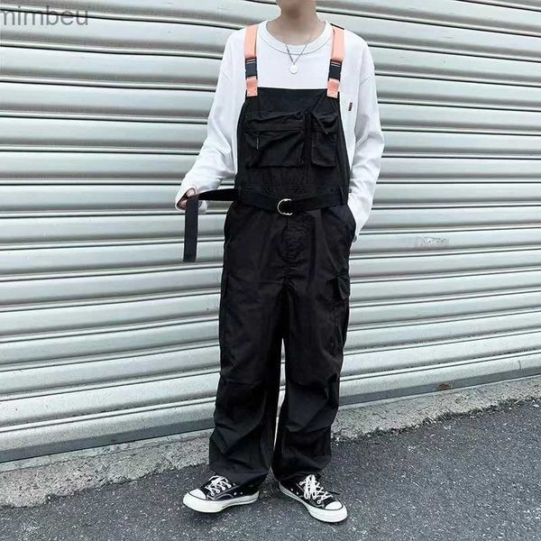 Jeans homme Baggy combinaison homme pantalon Cargo salopette Vintage salopette à bretelles pantalon homme Techwear rétro travail PantsL240111