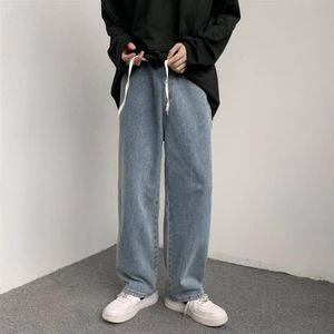 Jeans pour hommes Baggy empilés pantalons pour hommes vêtements de rue Denim 90s patineur jambe large en détresse taille basse taille élastique 2164