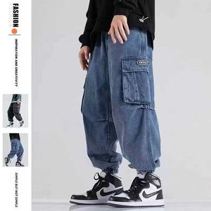 Herenjeans Baggy Y2K Cargo Jeans For Man Big Pocket Wideleg Streetwear Harajuku Casual Cargo Pants Men Hip Hop High Street Harem broek Z0508