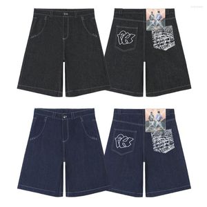 Jeans pour hommes Baggy Y2k hommes 2023 été Streetwear brodé poche vêtements décontractés et Styles femmes genou longueur Denim Shorts