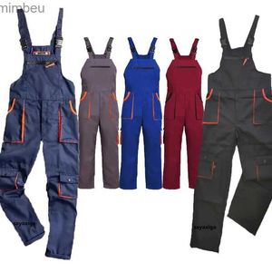 Jeans pour hommes Salopette à bretelles Hommes Femmes Vêtements de travail Plus Taille Combinaison de protection Sangle Combinaison Multi poches Uniforme Salopette Cargo PantsL240111