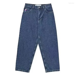 Jeans pour hommes Big Boy Y2K Pantalons Hommes Hip Hop Cartoon Broderie Rétro Bleu Baggy Mode Casual Harajuku Taille Haute Pantalon Large