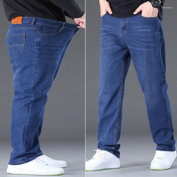 Jeans para hombres Tamaño grande Tela de mezclilla de alto estiramiento Pantalones grandes para 45-150 kg Hombre Pantalón de pierna ancha Homme