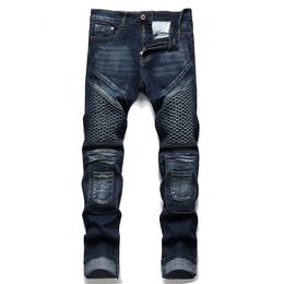 Heren jeans biker skinny jeans mannen Jean Homme denim scheurde Spijdbroeken Heren stretch broek slanke broek voor broek locomotief hiphop mode 230316