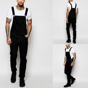 Mannen Jeans Zwart Herfst Heren Overalls 2023 Mannen Casual Losse Lange Denim Broek Splice Rechte Rompertjes Plus Size