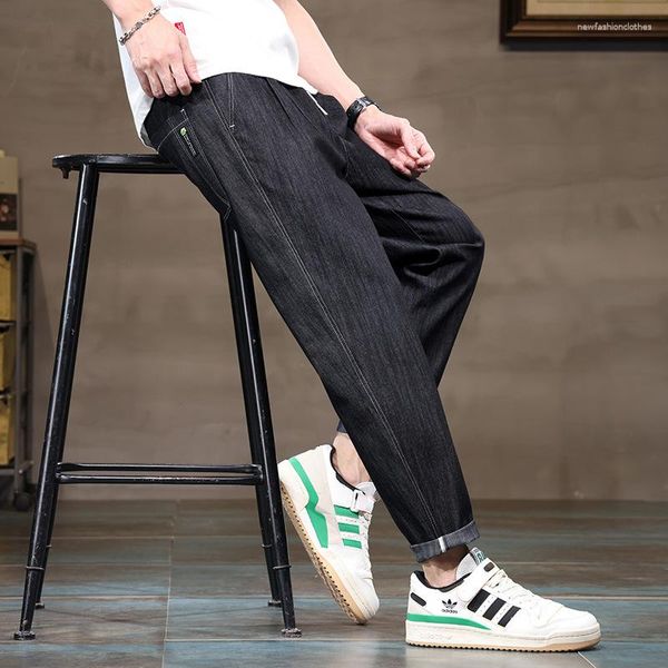 Jeans para hombres Pantalones azules Black Blue Spring Summer delgado de la cintura elástica transpirable Casual Hip Hop Pantalones de mezclilla Streetwear