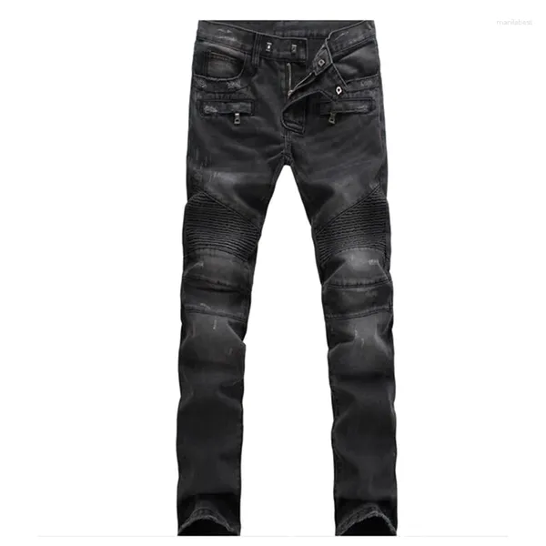 Jeans para hombres Black Denim Stretch Design Brand Casual Straight Four Seasons Lápiz Pantalones Moda Tamaño grande