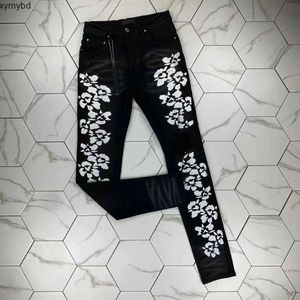 Jeans pour hommes noir Designer autocollants maigres lavage léger déchiré moto rock revival joggers vraies religions pantalons élastiques décontractés Denim